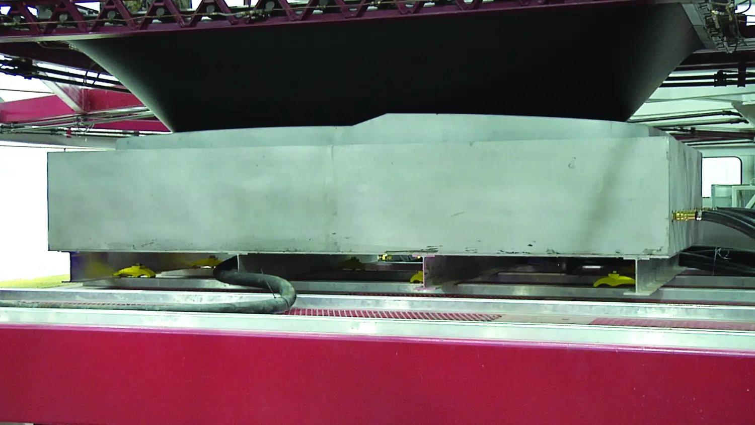 Large heavy-gauge thermoformed part beside the forming line